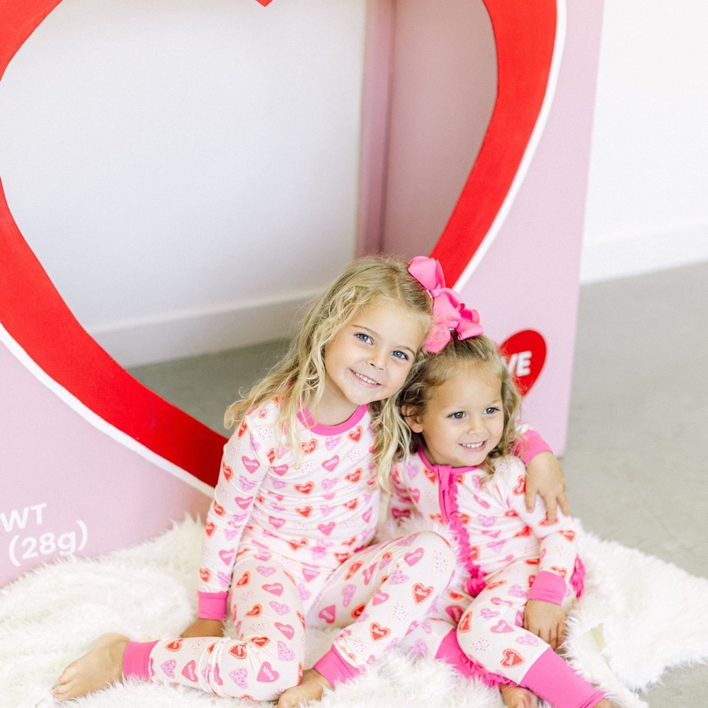POPPY KIDS CO 3-6 Sugar Heart Zip Ruffle Romper